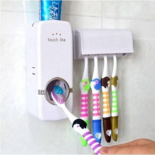 Dispenser Suporte De Pasta De Dente Automatico Porta Escovas - Imagem 3
